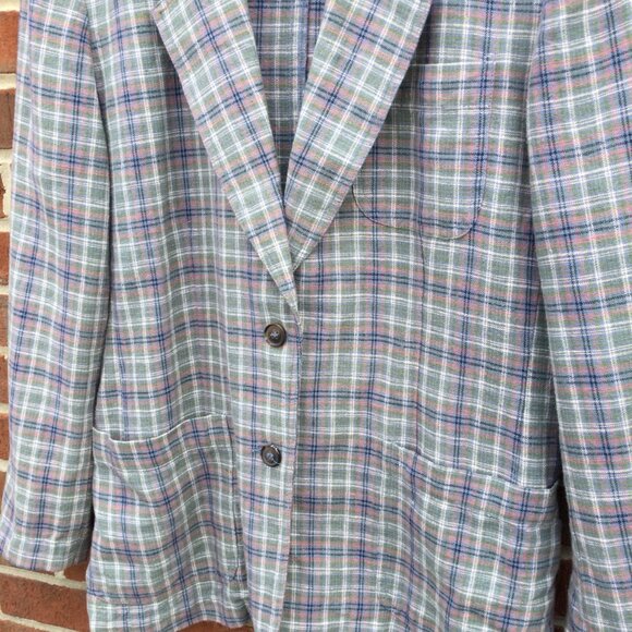 Plaid Blazer in Blue and Gray - Picture 4 of 16